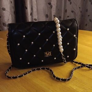 Bradgley Mischka Quilted Bag with Pearl Chain